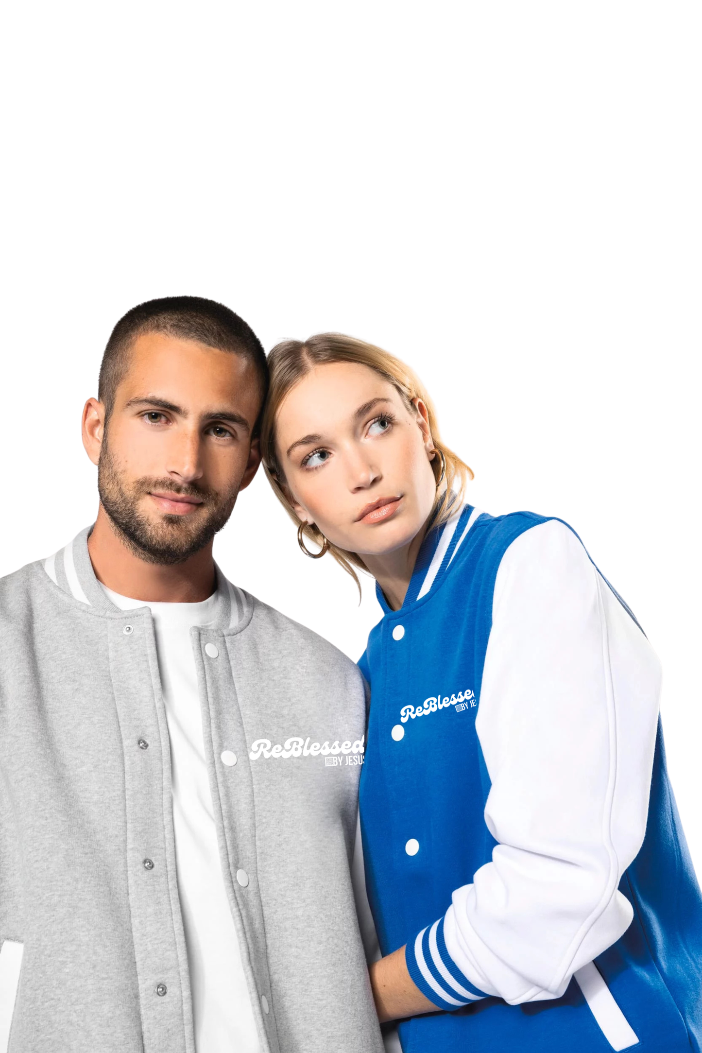 K497 - College Varsity jacket unisex met mouwopdruk: "Jesus is The Way The Truth The Life John 14:6"