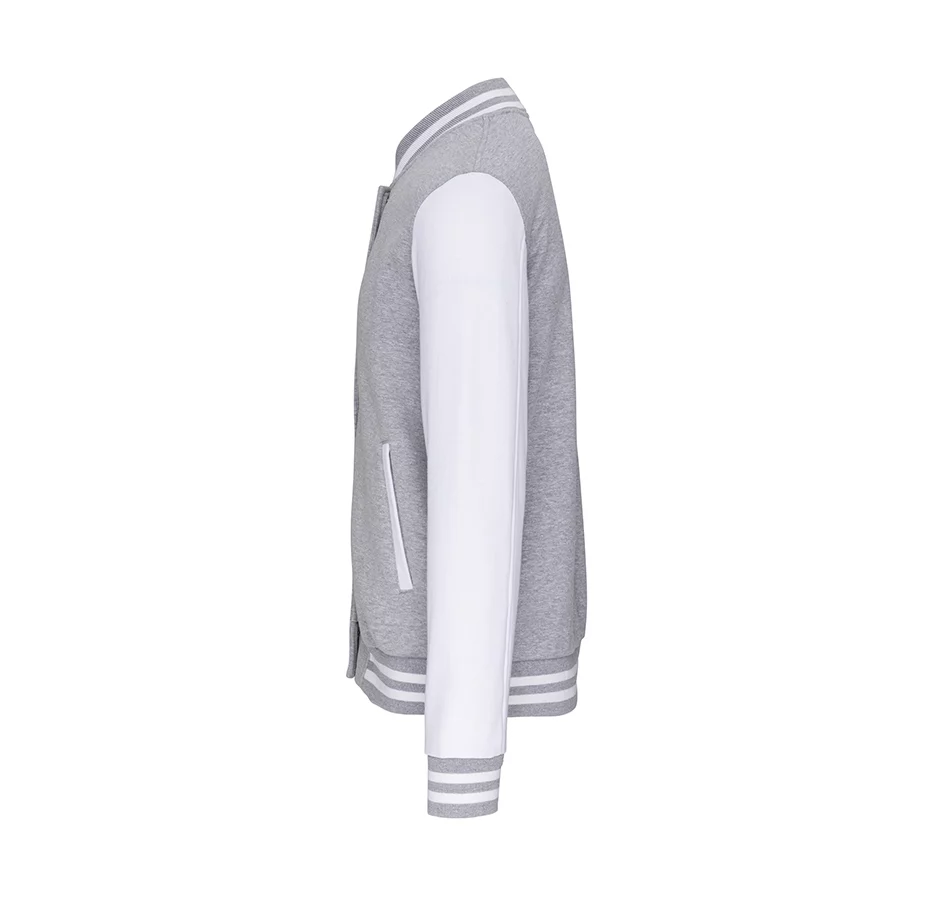 K497 - College Varsity jacket unisex met mouwopdruk: "Jesus is The Way The Truth The Life John 14:6"