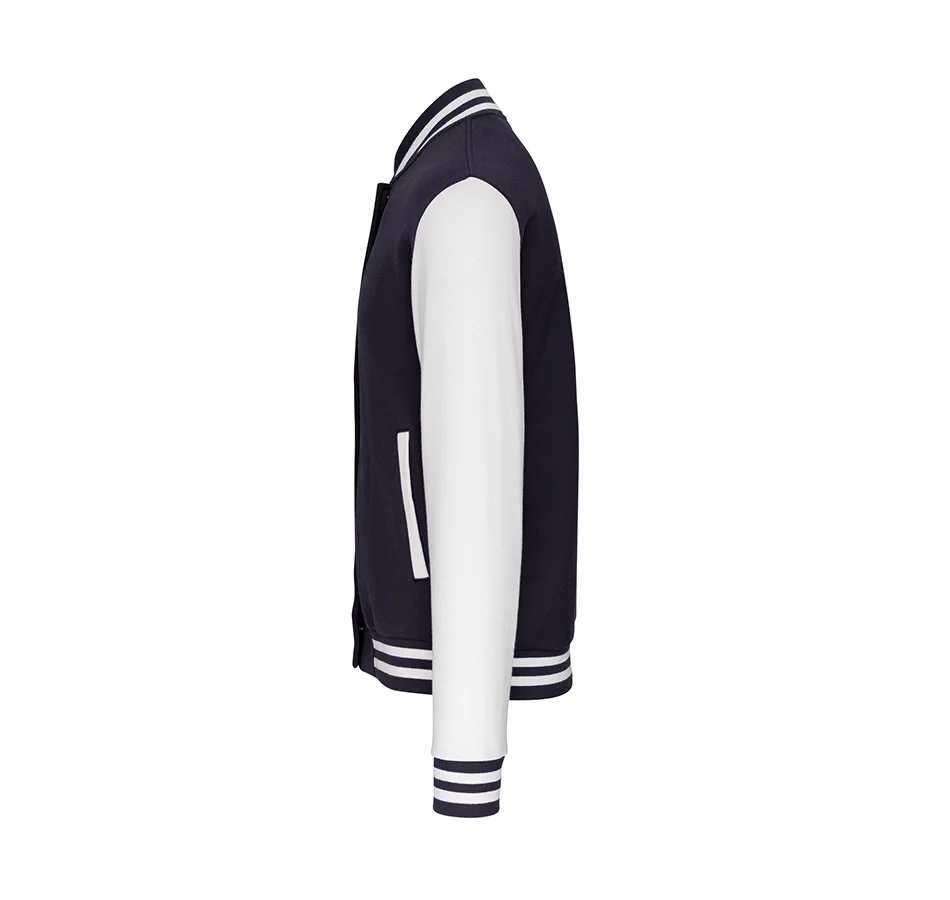 K497 - College Varsity jacket unisex met mouwopdruk: "Jesus is The Way The Truth The Life John 14:6"