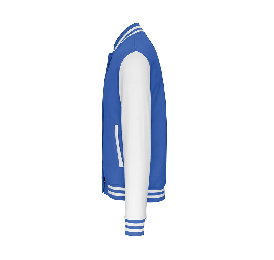 K497 - College Varsity jacket unisex met mouwopdruk: "Jesus is The Way The Truth The Life John 14:6"