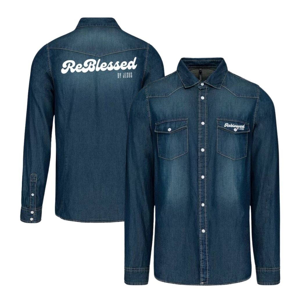 ReBlessed Denim overhemd - K519 – Heren donker denim